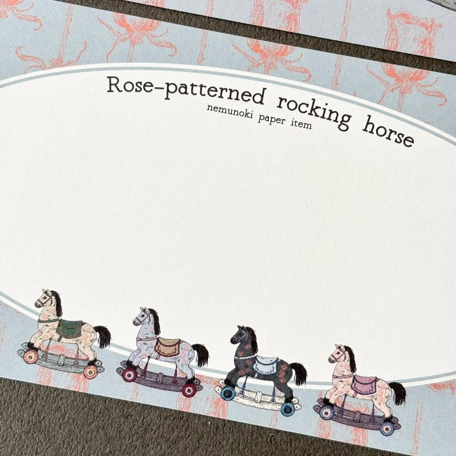 nemunoki paper item Memo Sheets – Rose-Patterned Antique Rocking Horse