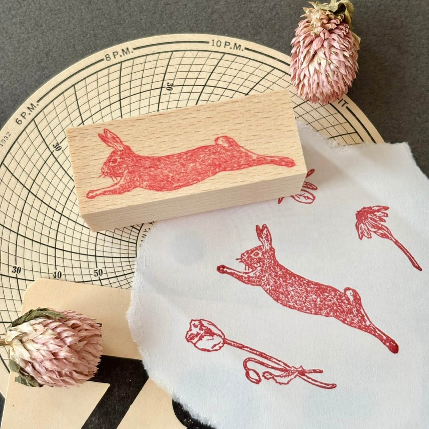 nemunoki paper item Little World Wood Mount Stamp – Wild Hare