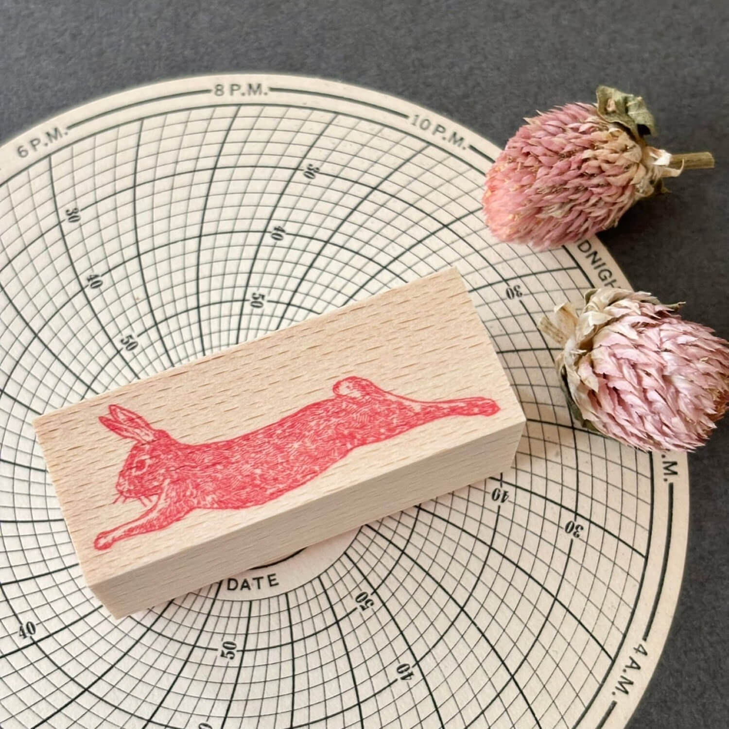 nemunoki paper item Little World Wood Mount Stamp – Wild Hare