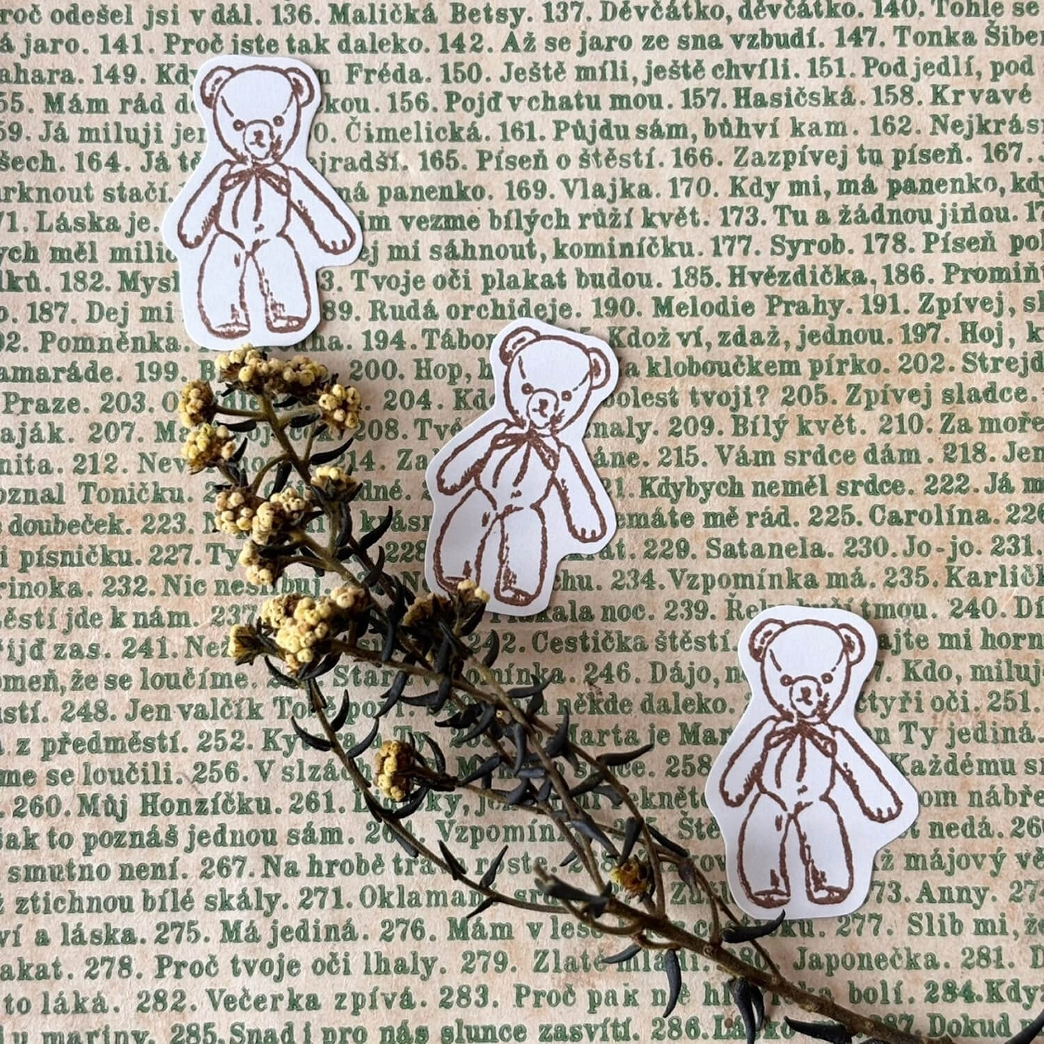 nemunoki paper item Repair Doll Wood Mount Stamp – Teddy Bear