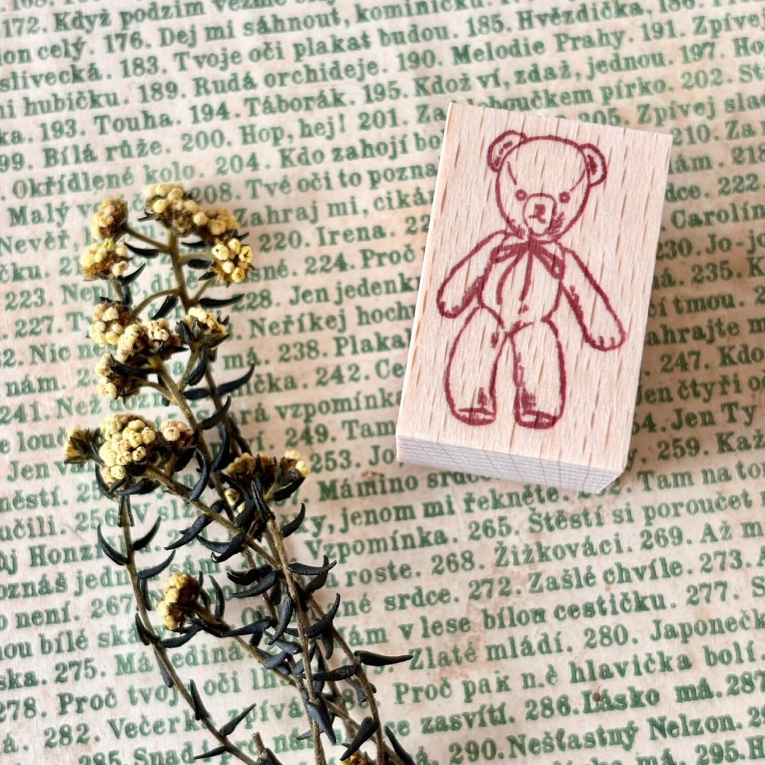 nemunoki paper item Repair Doll Wood Mount Stamp – Teddy Bear