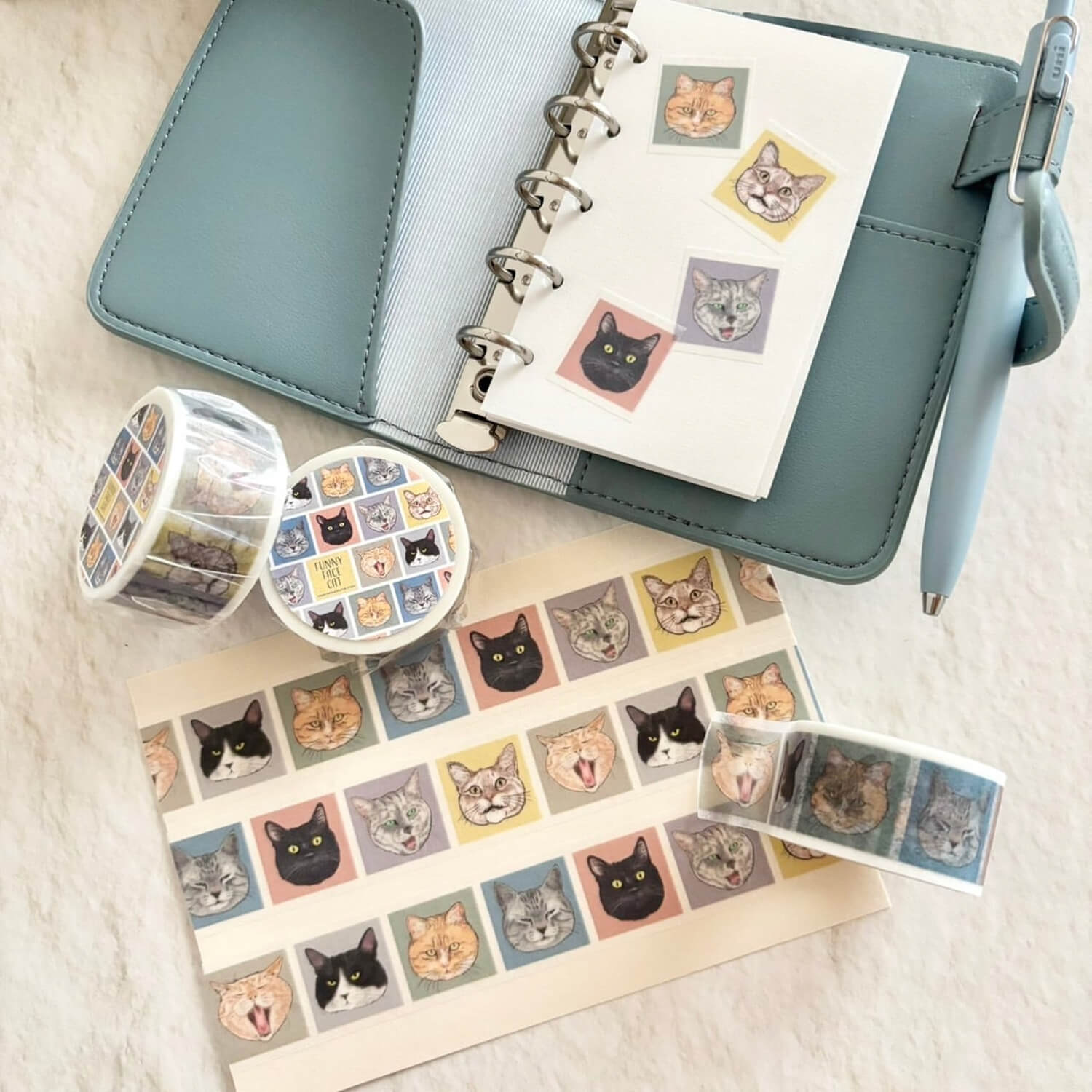 nemunoki paper item Washi Masking Tape – FUNNY FACE CAT