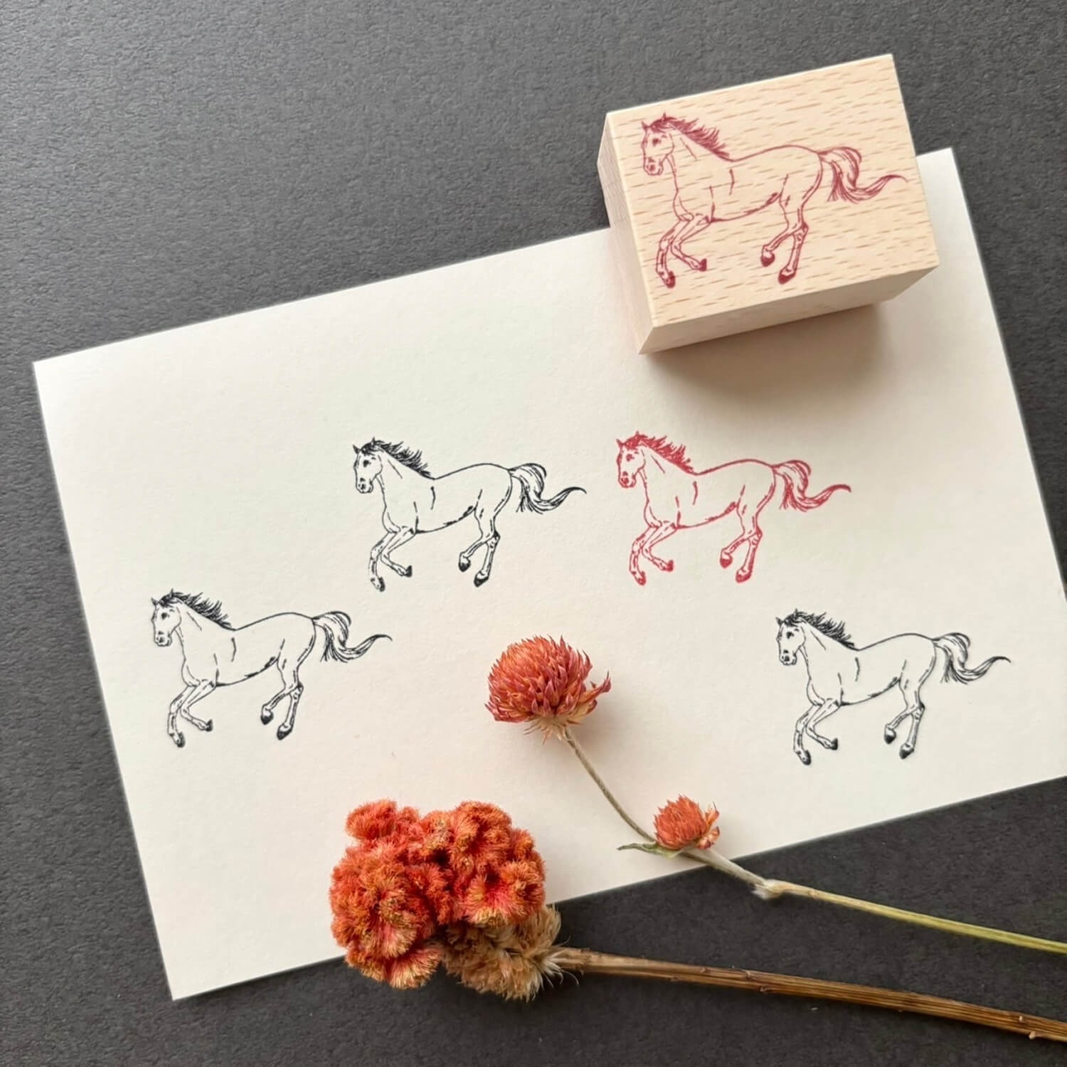 nemunoki paper item Wood-Mount Stamp – Horse