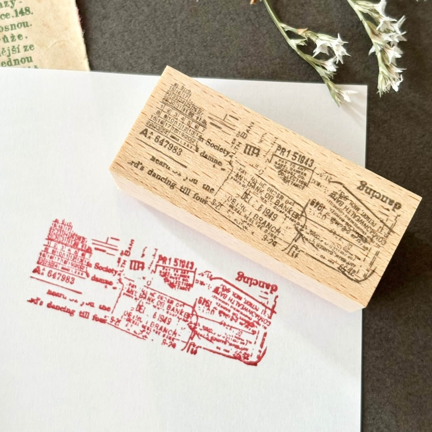 nemunoki paper item Wood Mount Stamp – Text Collage B