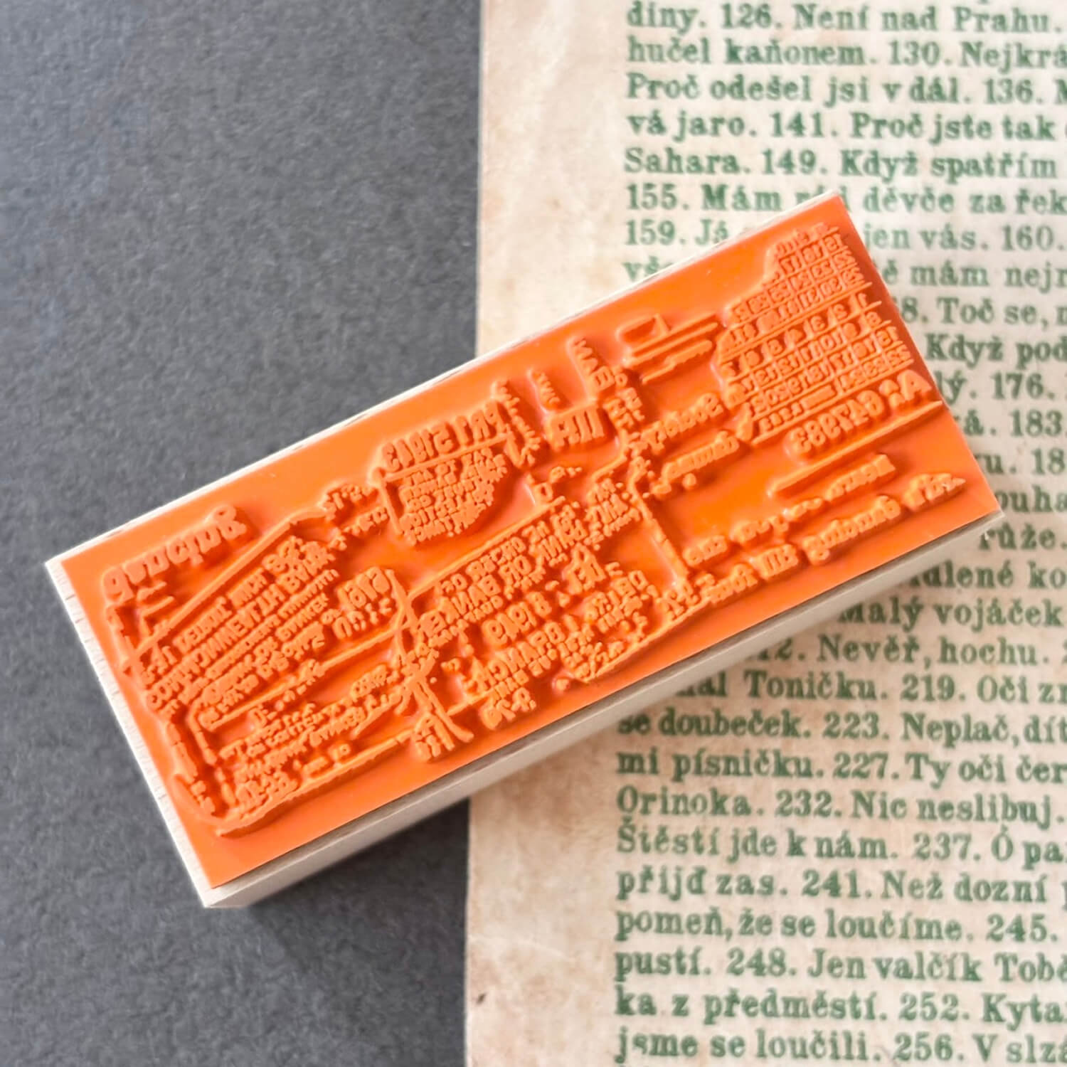nemunoki paper item Wood Mount Stamp – Text Collage B