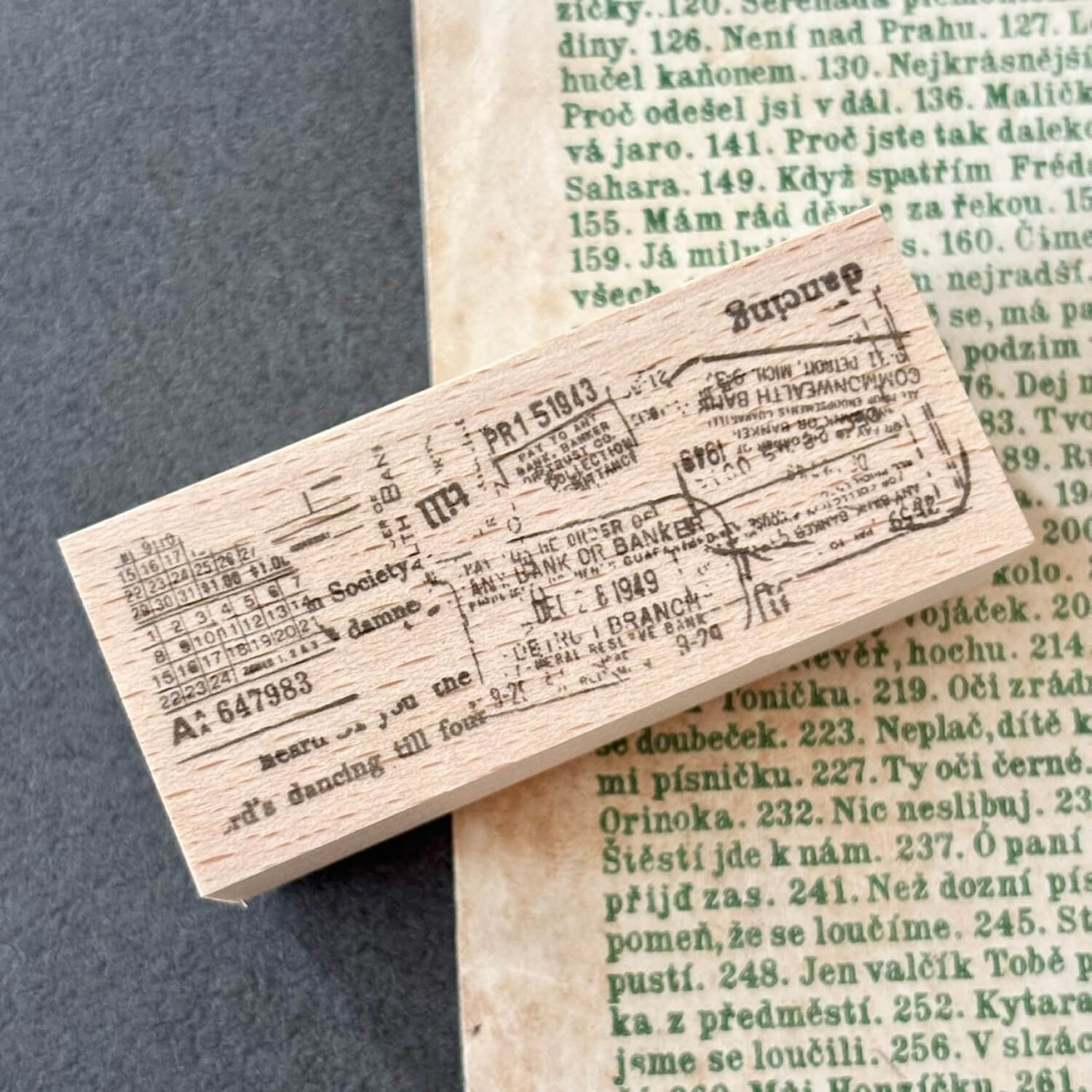 nemunoki paper item Wood Mount Stamp – Text Collage B