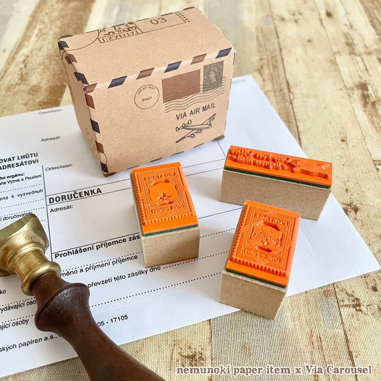 nemunoki paper item x Via Carousel Cats' Post Office Rubber Stamp Set – 2nd