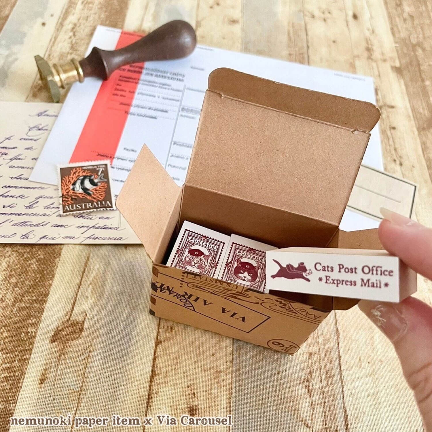 nemunoki paper item x Via Carousel Cats' Post Office Rubber Stamp Set – 2nd