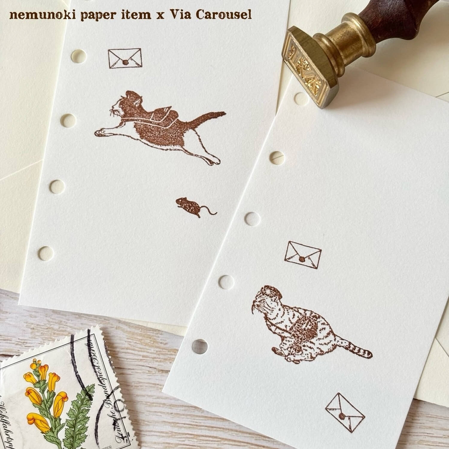 nemunoki paper item x Via Carousel Rubber Stamp Set – Cats’ Post Office 1st