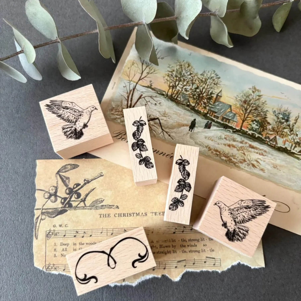 nemunoki paper item x merilforel Wreath-Making Stamp Set