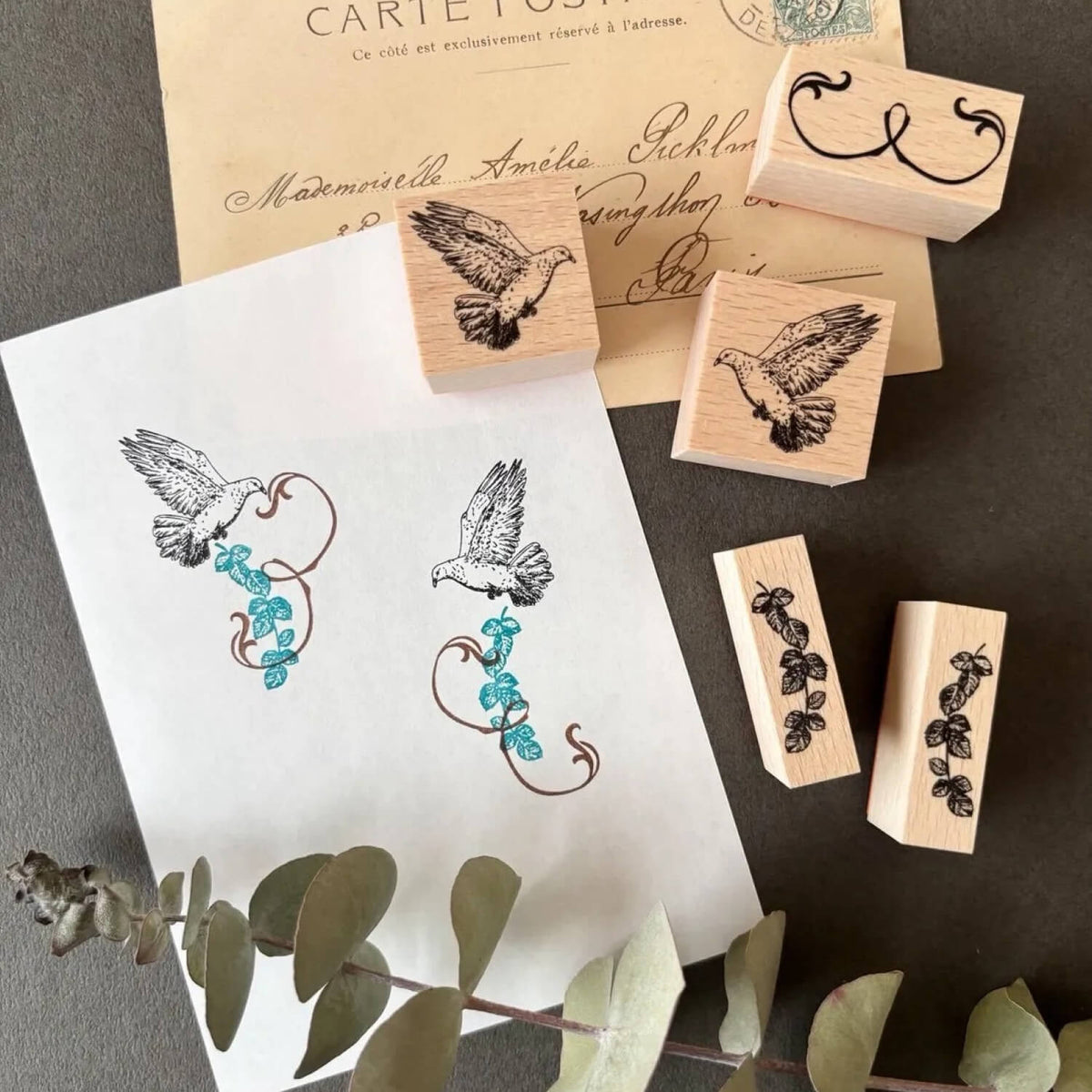 nemunoki paper item x merilforel Wreath-Making Stamp Set