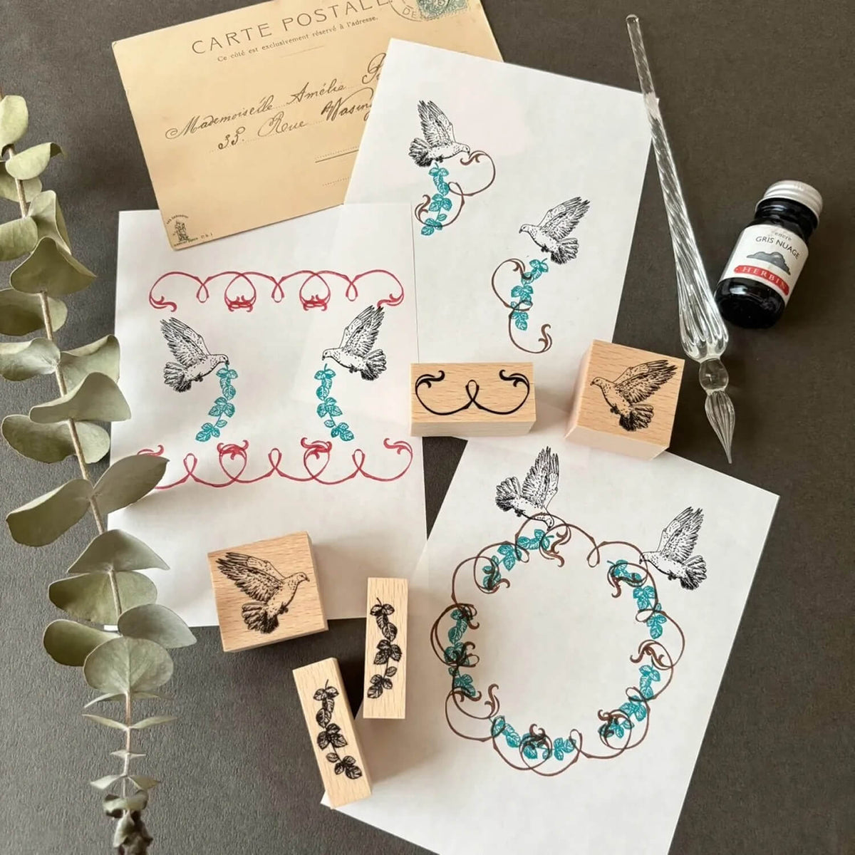 nemunoki paper item x merilforel Wreath-Making Stamp Set