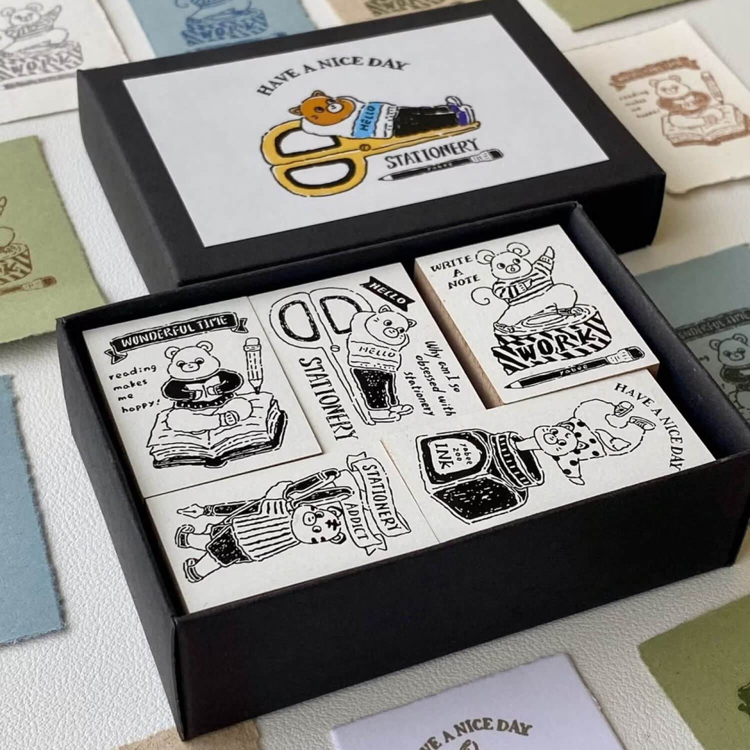 Yabee Zoo Wood Mount Stamp – Happy Animal Stationery