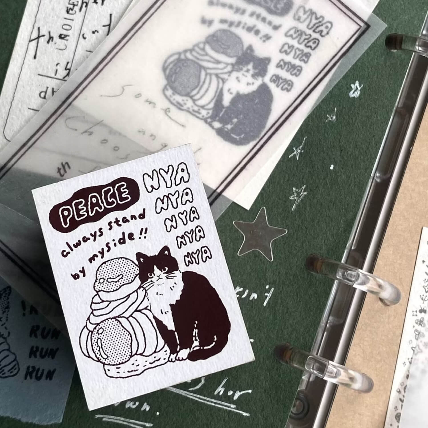 Yabee Zoo Wood Mount Stamp – Meow! Hooray!