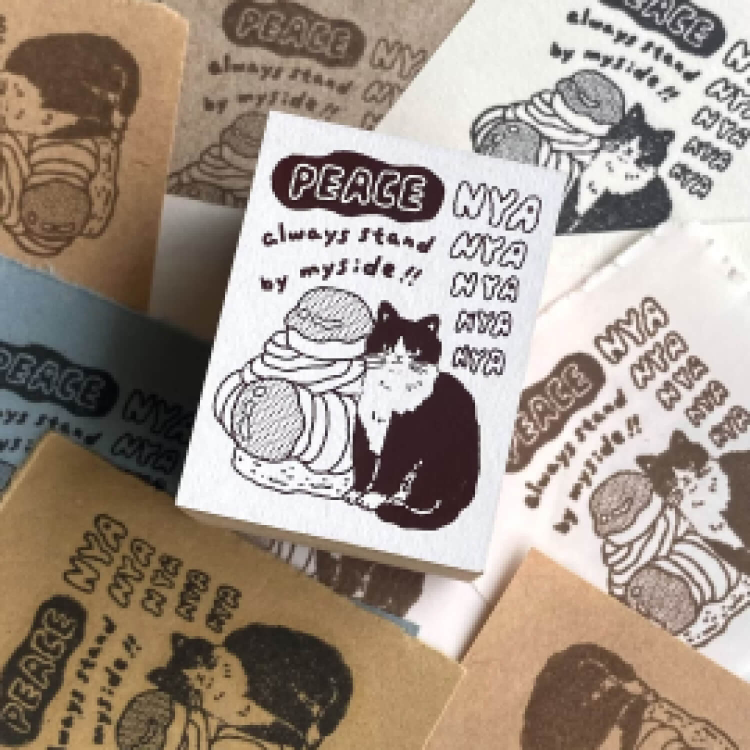 Yabee Zoo Wood Mount Stamp – Meow! Hooray!